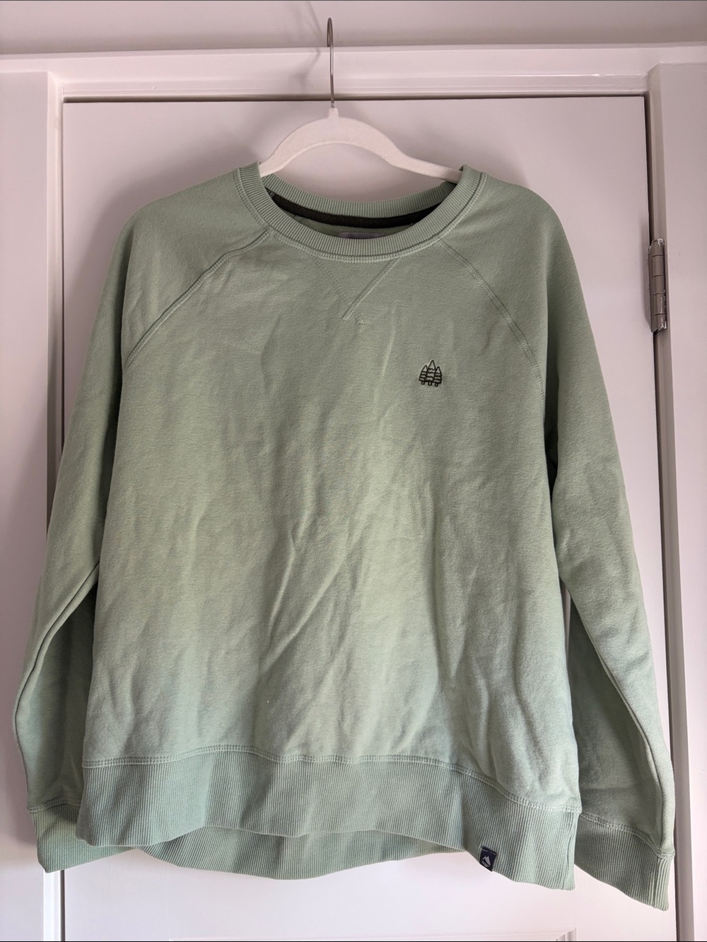 💙 Men or women Sage Green Crewneck Sweatshirt - Minimal Embroidered Detail